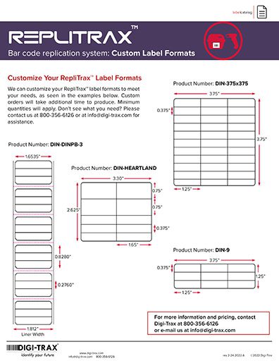 RepliTrax™ Bar Code Replication System: Custom Formats sell sheet brochure thumbnail image 512px