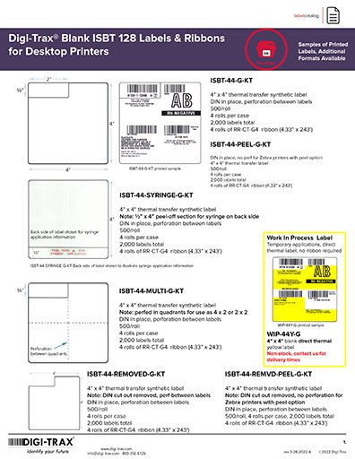 Digi-Trax ISBT 128 blood bank labels desktop printer catalog brochure thumbnail image 512px