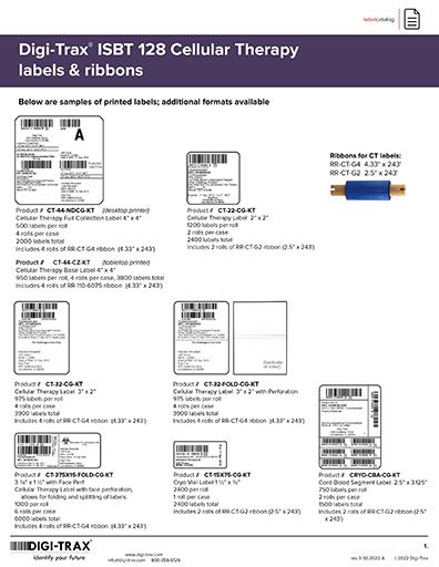 HemaTrax-CT ISBT 128 cellular therapy labels brochure thumbnail image 512px