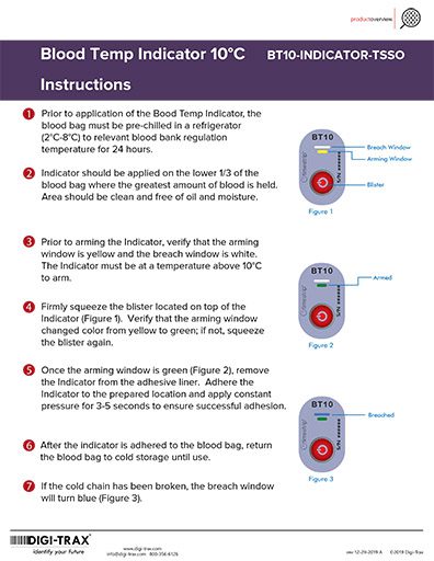 Blood Temperature Indicator 10°C instructions brochure thumbnail image 512px