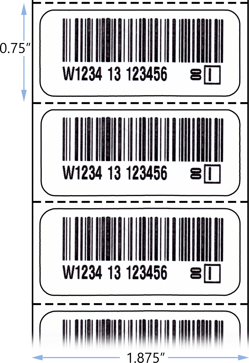 Individual DIN label set size: 1.875" x 0.75"